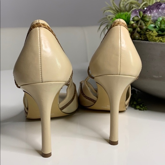 Nine West Cut Out Faux Croc Detail open toe heels neutral 8 - Picture 2 of 8